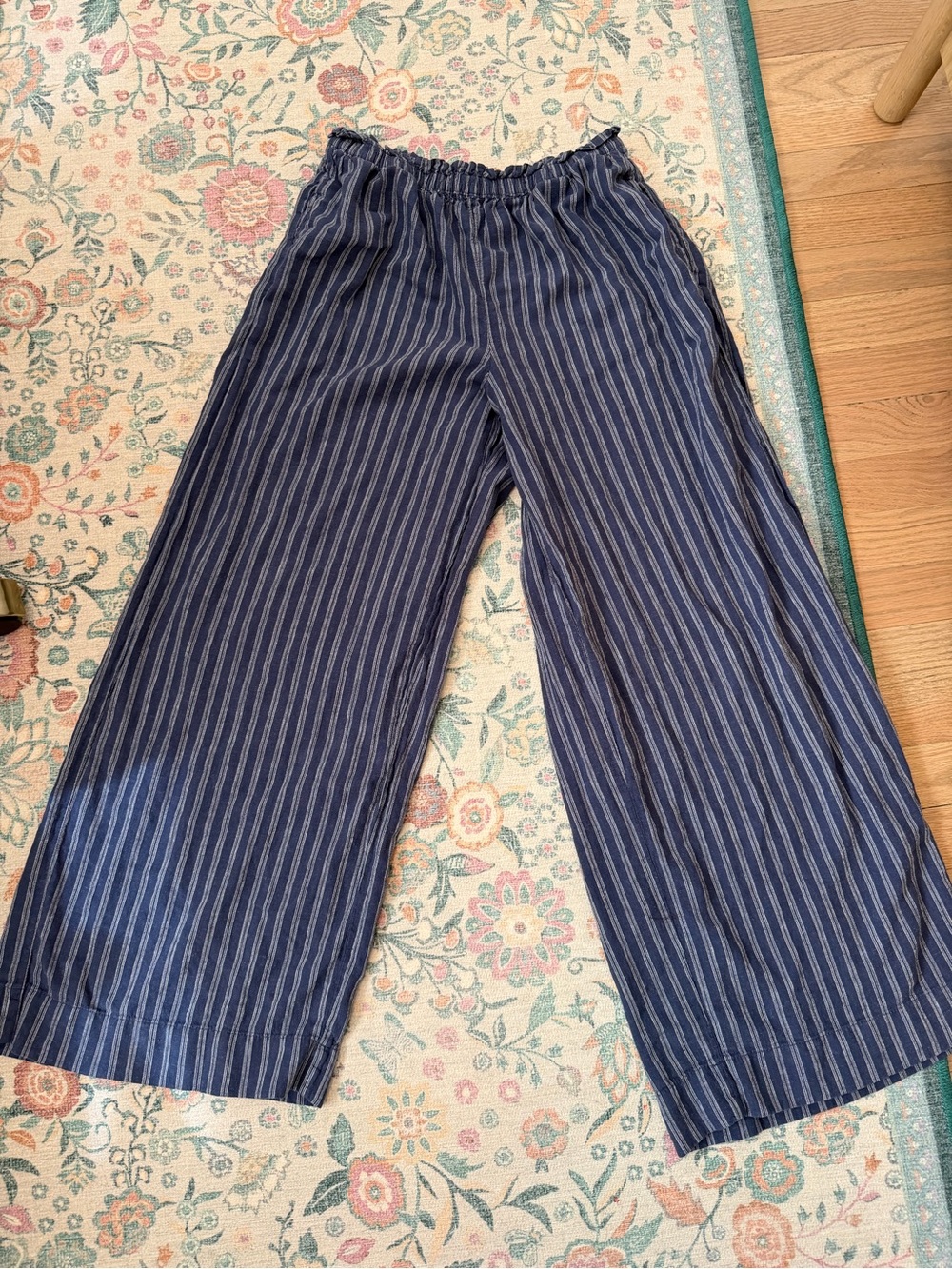 Aerie Blue Pinstripe Wide-Leg Bottoms